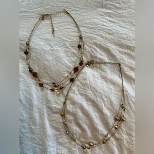 Lia Sophia 2 necklace brown and gold toned bundle